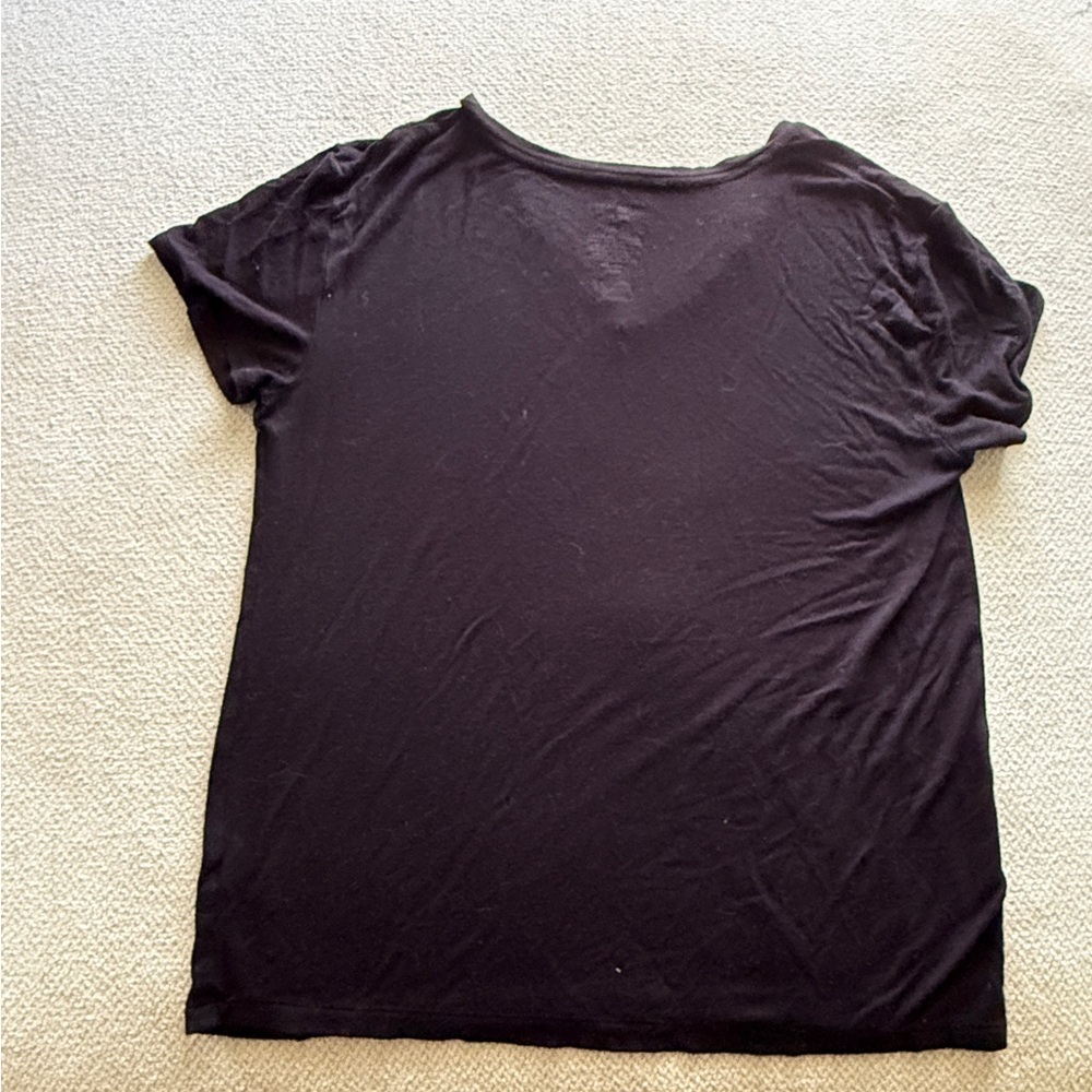 Nine West Soft Spun Black V-Neck Tee - Picture 3 of 4